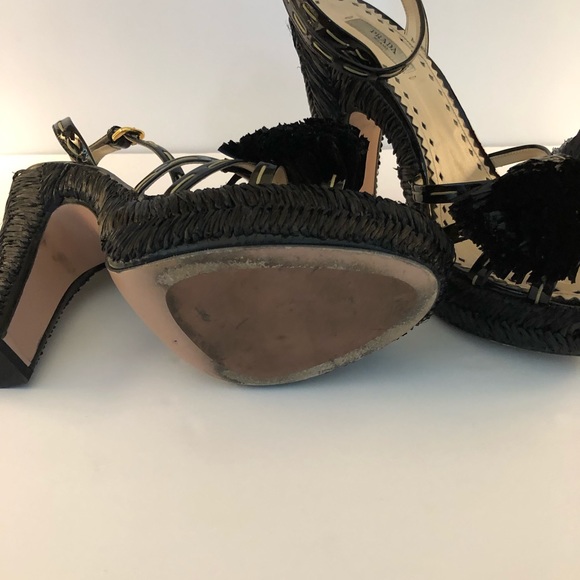 Prada Woven Raffia Platform Sandals - Picture 7 of 7